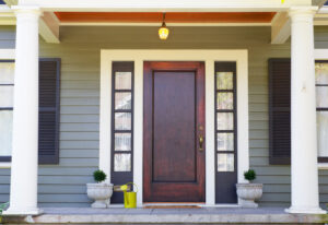 Brown stained Front Door New Door on home entrance Geo City